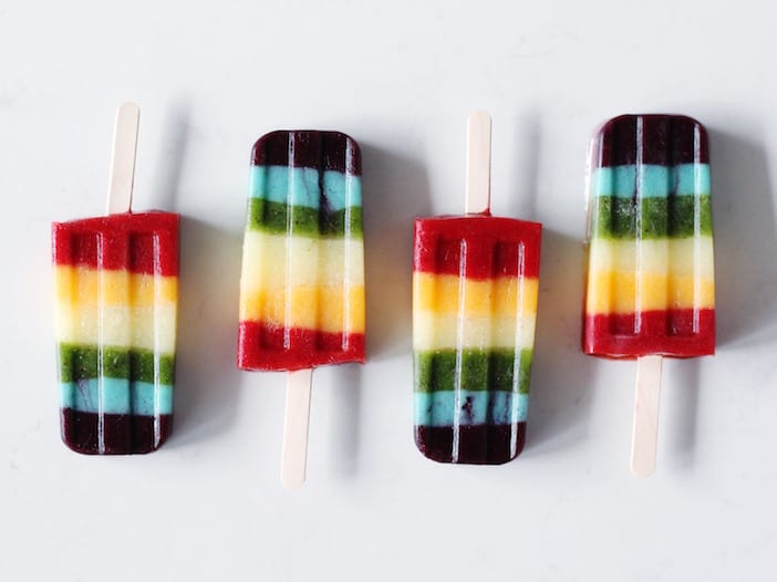 Healthy St Patricks Day Rainbow Popsicles