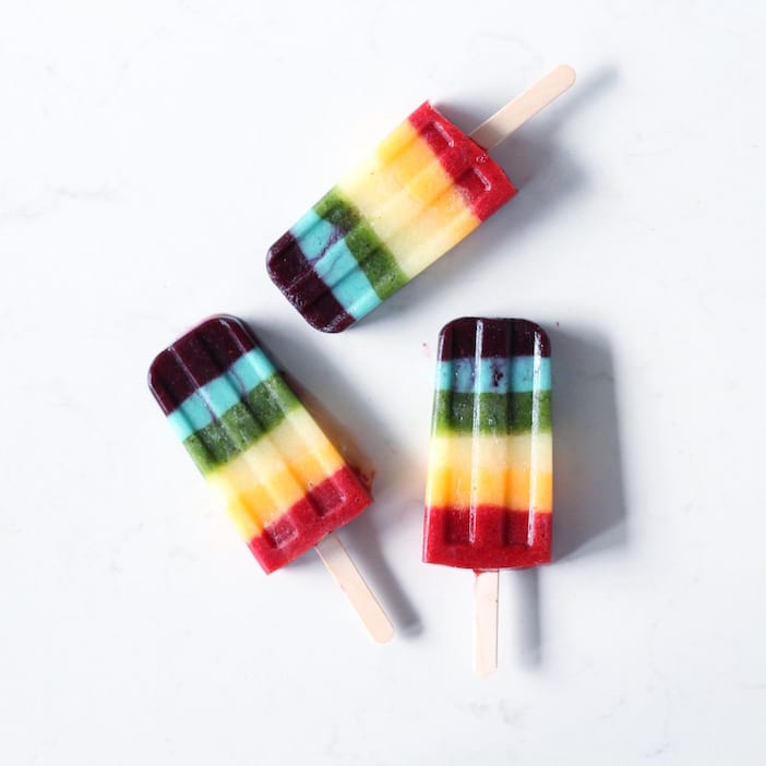 Healthy St Patricks Day Rainbow Popsicles