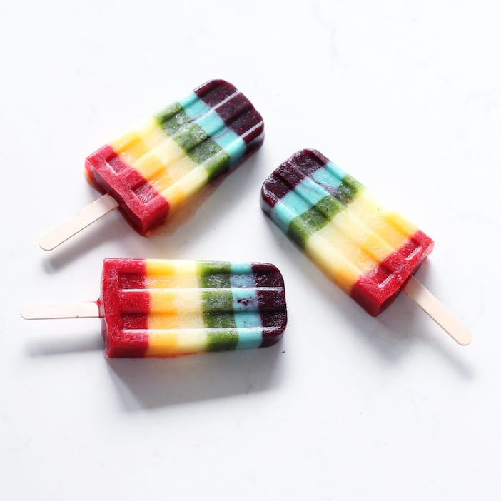 Healthy St Patricks Day Rainbow Popsicles