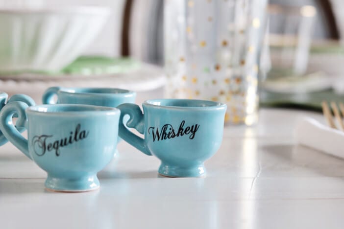 Mini tea cup shot glasses