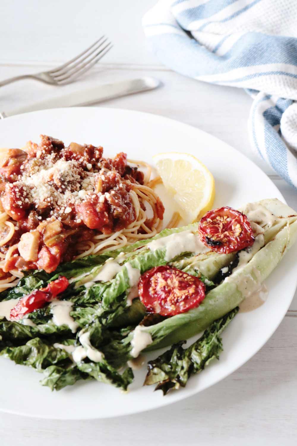 vegan-bolognese-and-caeser-salad