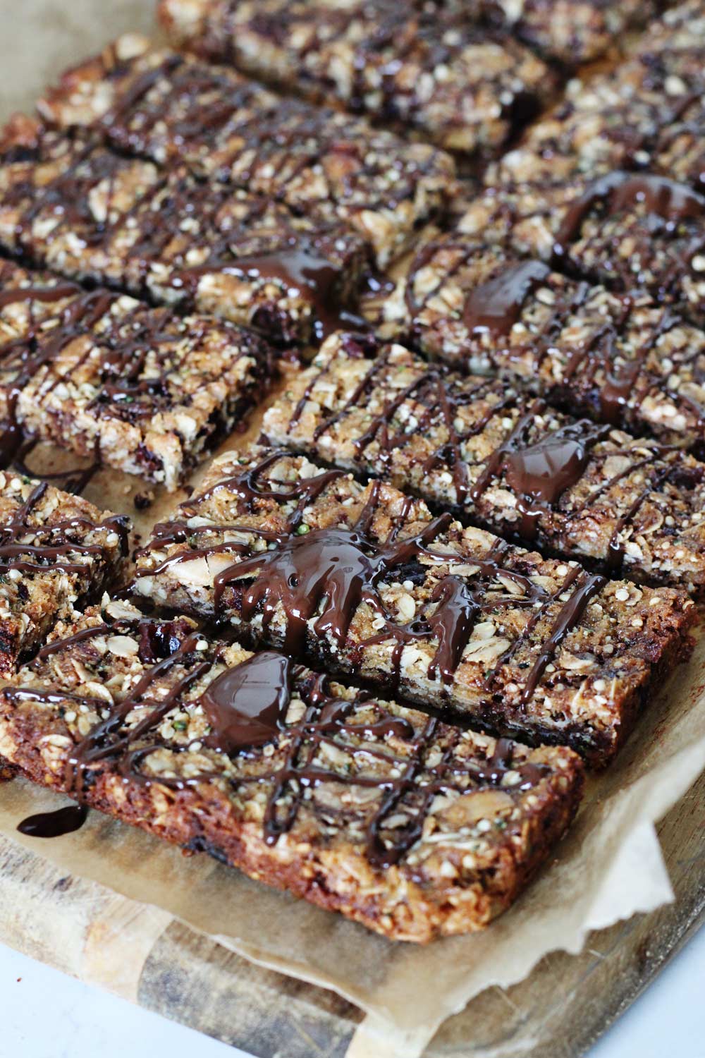 chocolate drizzled oat bars