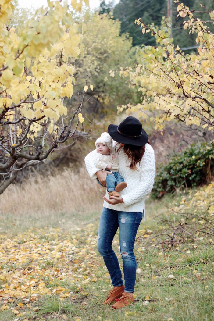 sweater weather shoot with jill-and-leo-in-orchard-in-goodnight-macaroon-sweater