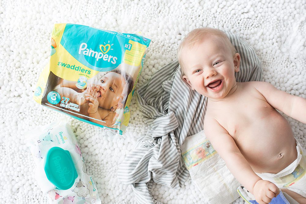 Jillian Harris and Leo with Pampers