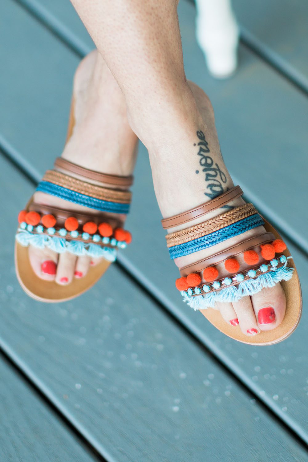 Jillian Harris wearing a summer dress and sandals from Nordstrom.