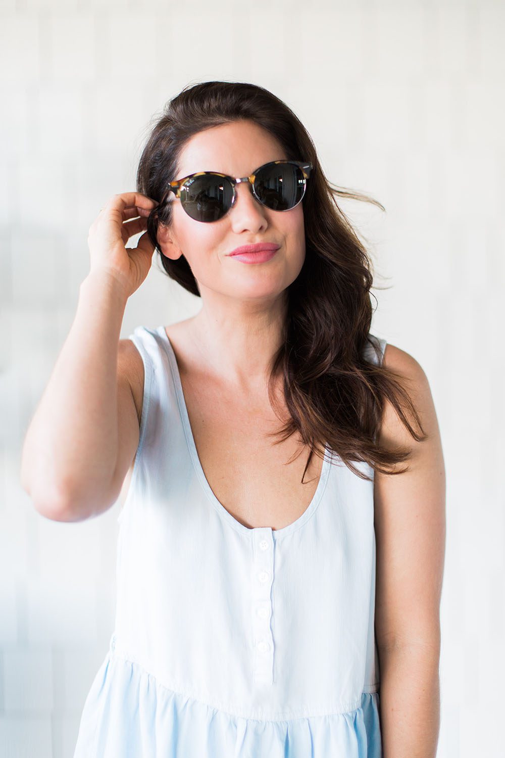 Jillian Harris wearing a summer dress and sandals from Nordstrom.