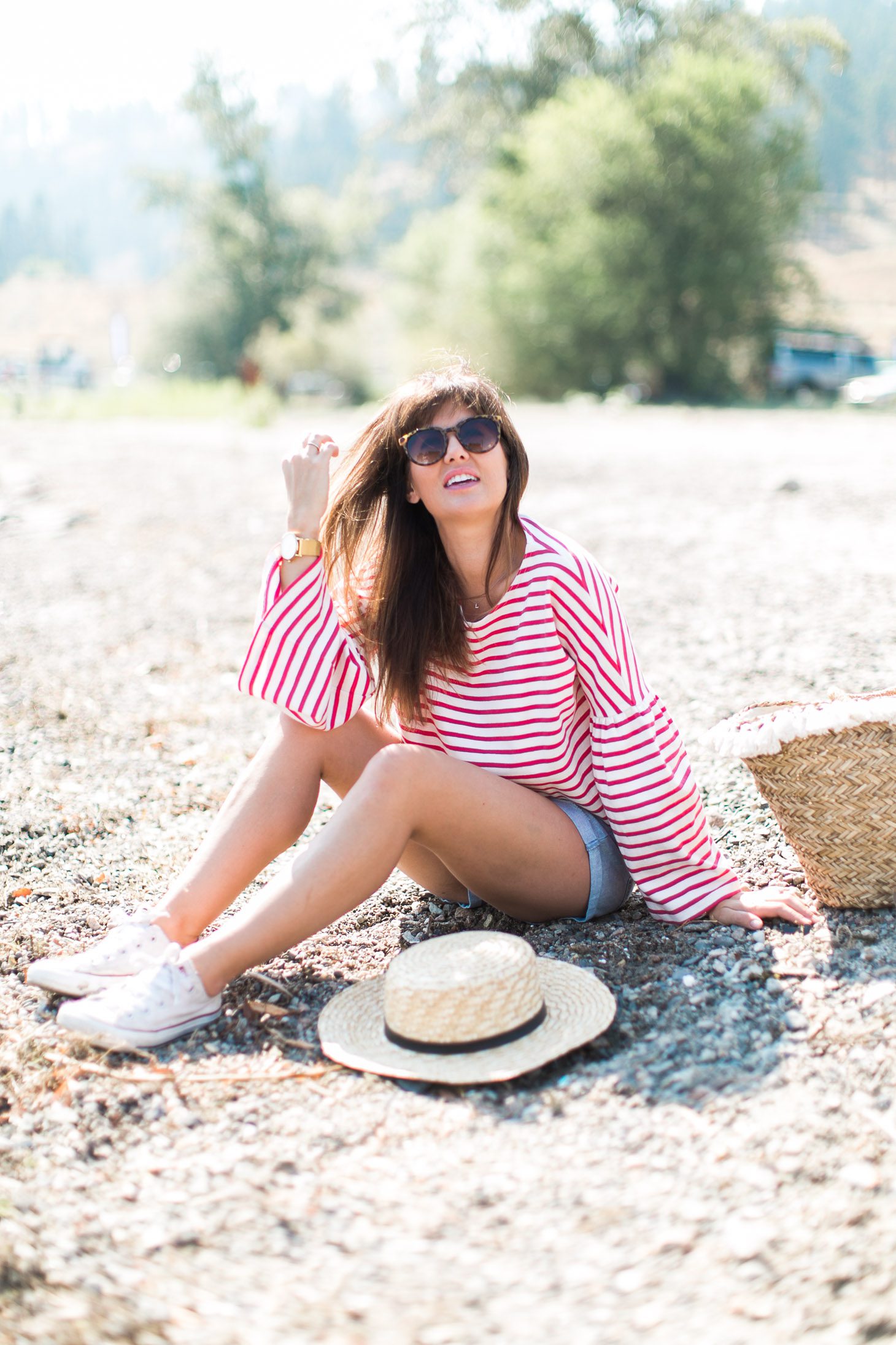 Jillian Harris J Crew Red Shirt Beach-32 (1)