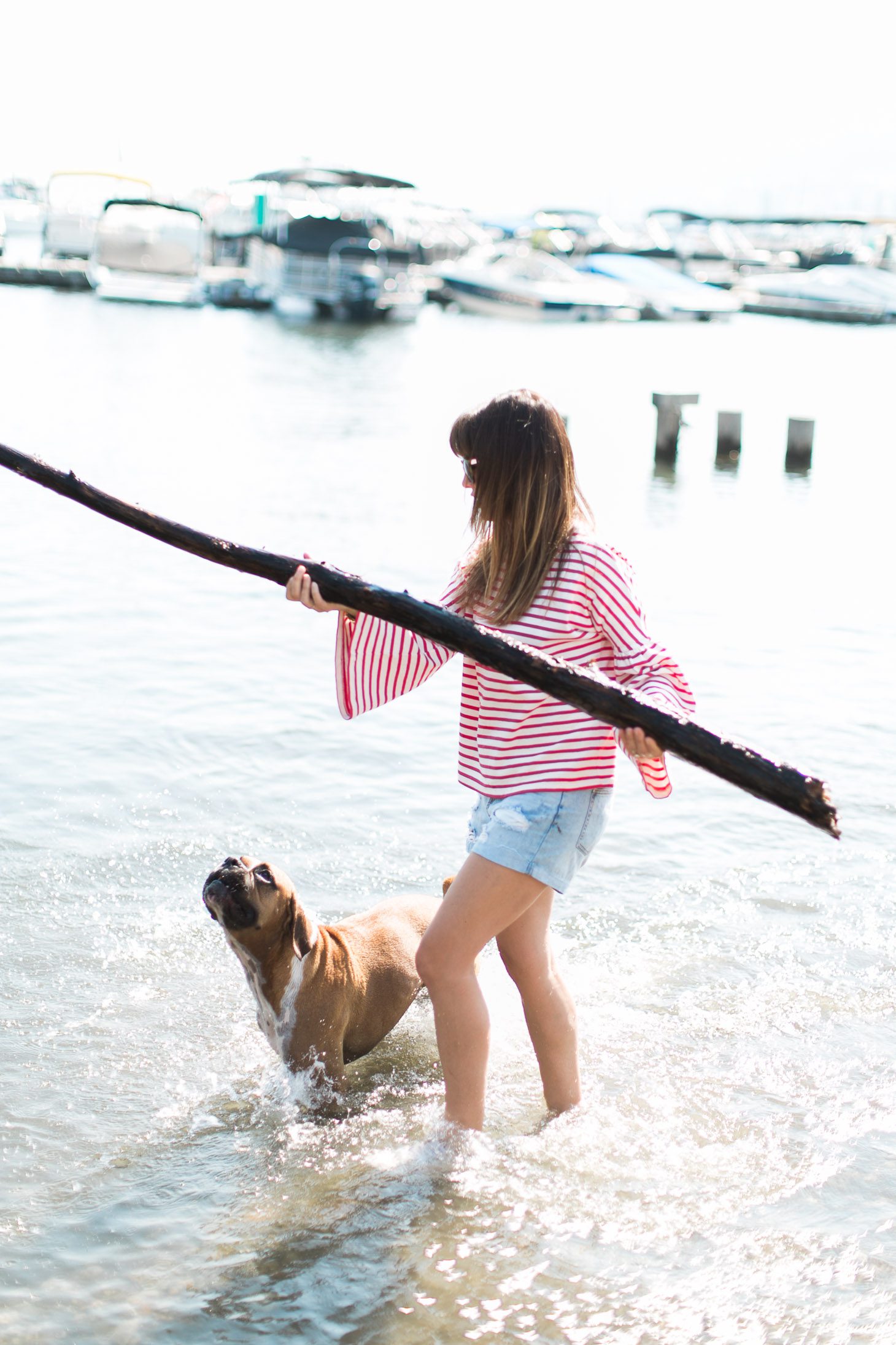 Jillian Harris J Crew Red Bell Sleeve Shirt Beach