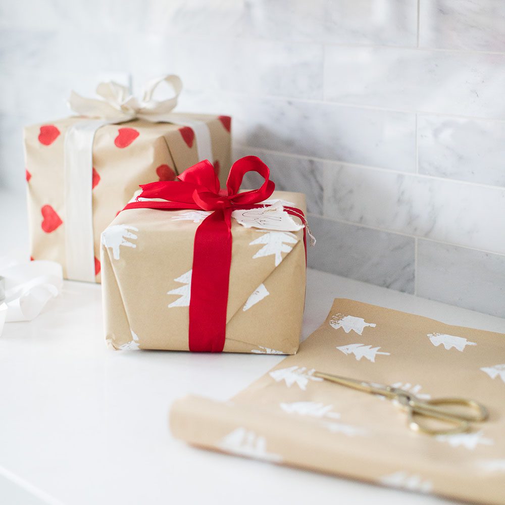 DIY Stamped Wrapping Paper