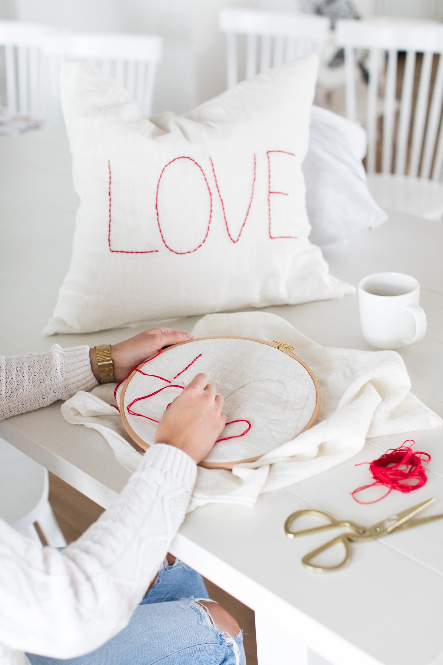 Jillian Harris Easy DIY Stitched Love Pillow