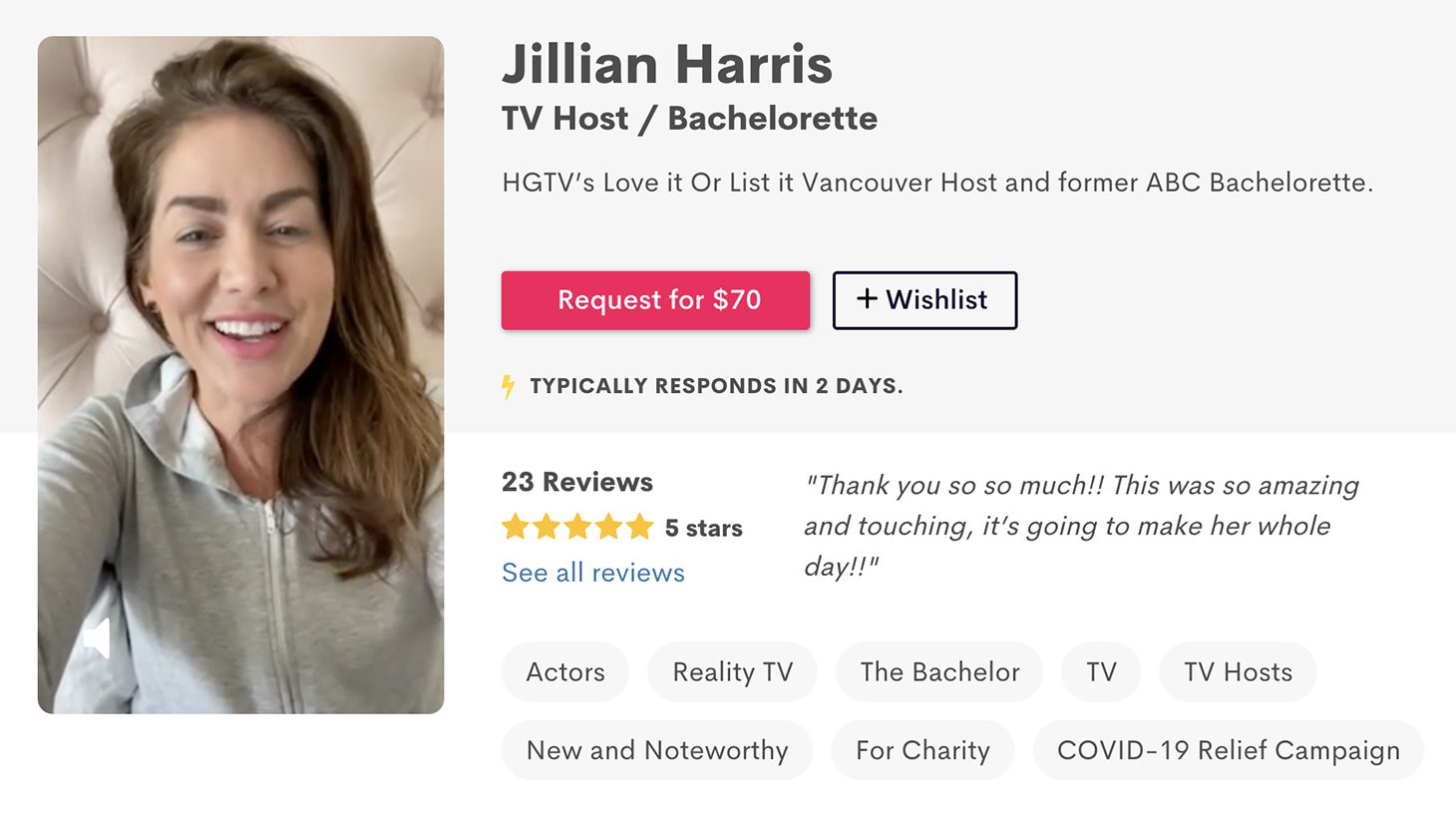 Jillian Harris Cameo Account