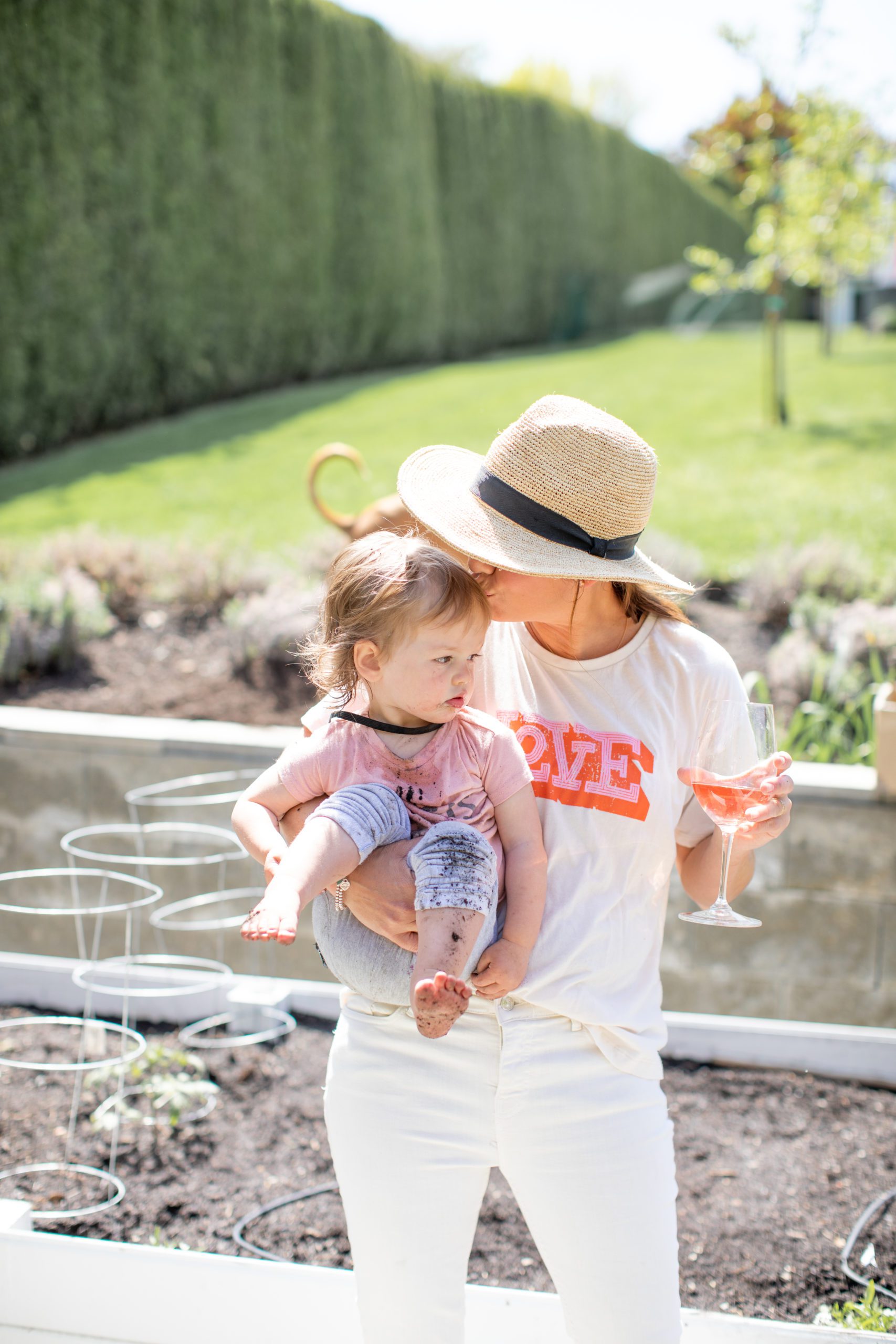 Jillian Harris and Daughter Annie in the Garden