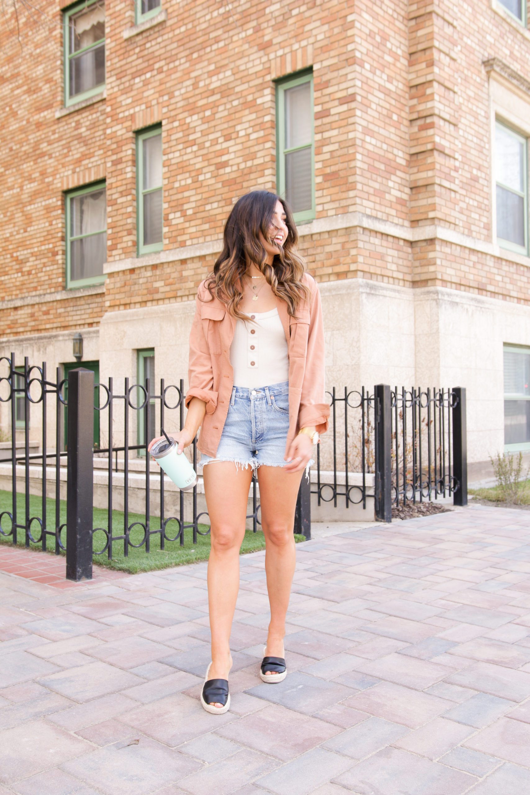 Spring jacket with jean shorts