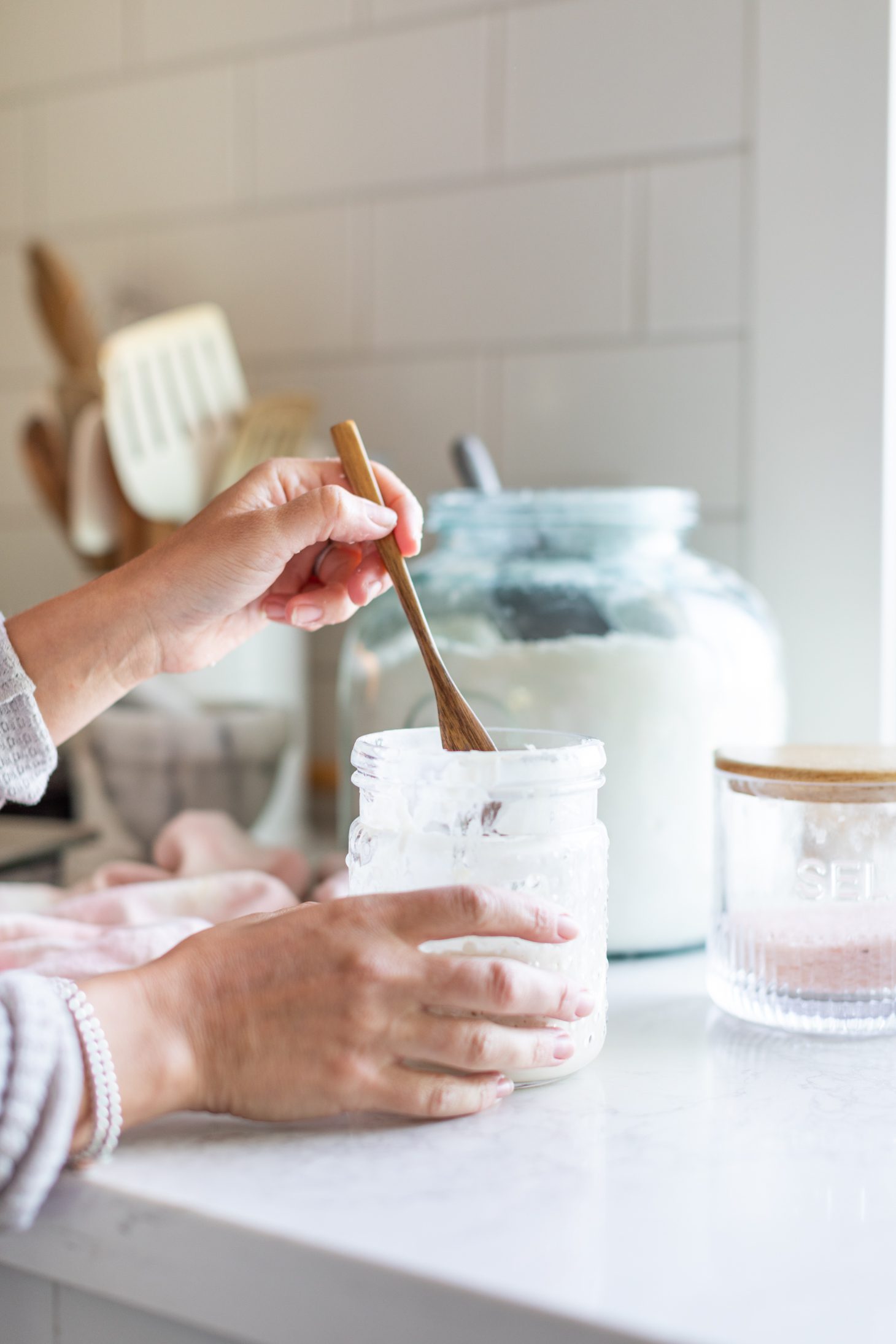 feeding a sourdough starter