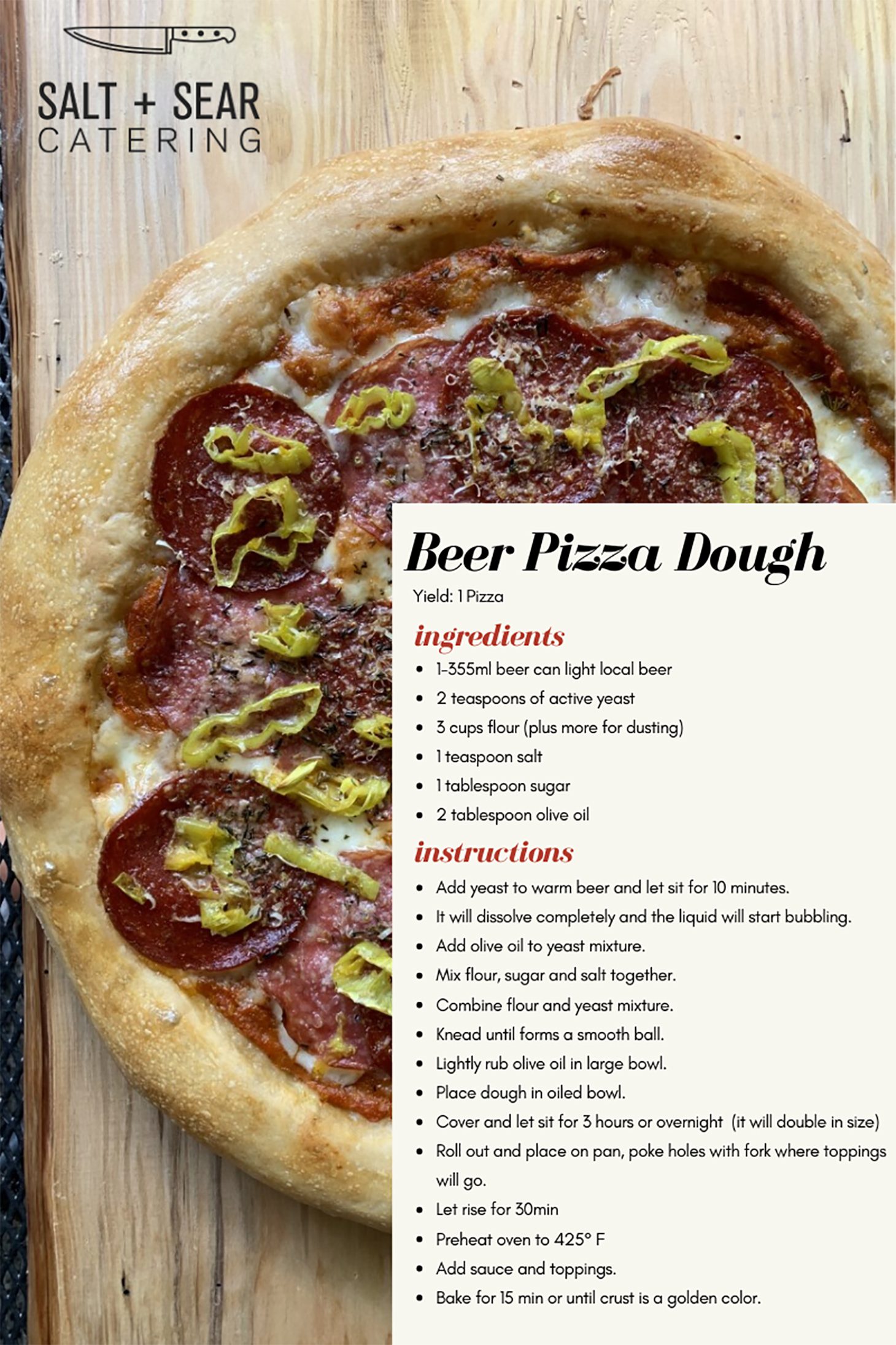 Beer Pizza Crust Dough Recipe by Salt N Sear Catering