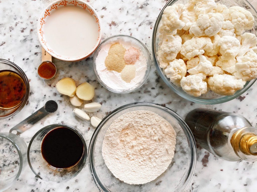 ingredients for sticky sesame cauliflower recipe