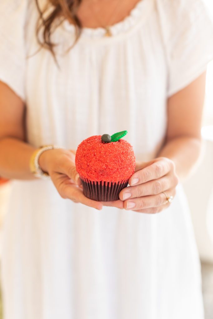 Delicious vegan red apple cupcake