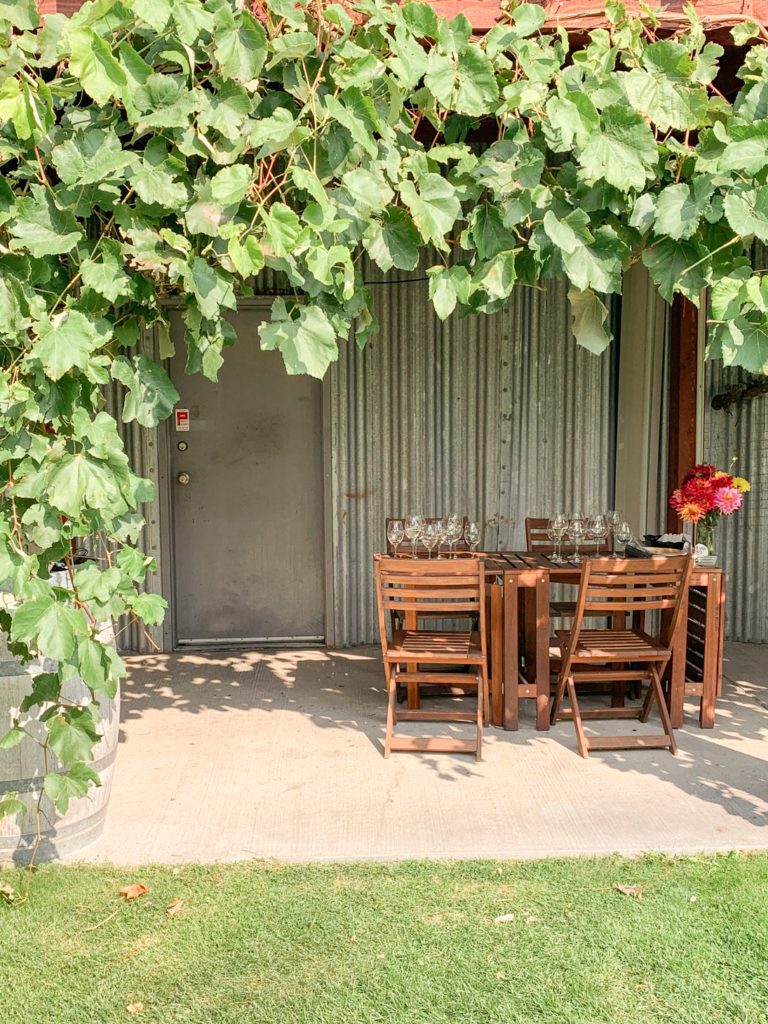 Outdoor lunch venue at Stoneboat Vineyards 