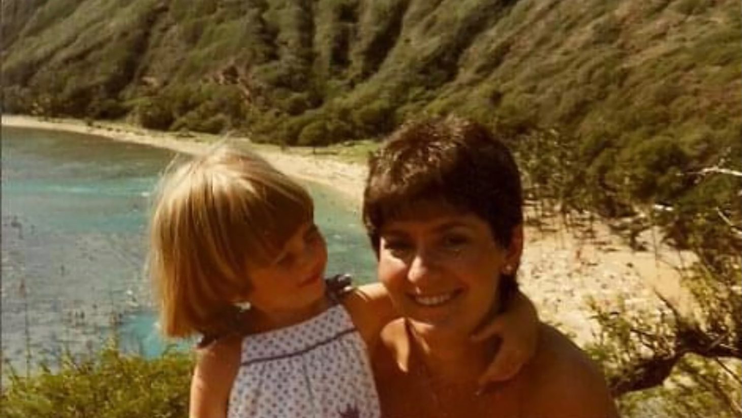 Old photo of Jillian Harris and mom, Peggy on vacation representing a topic in their Mother's Day Question and answer.