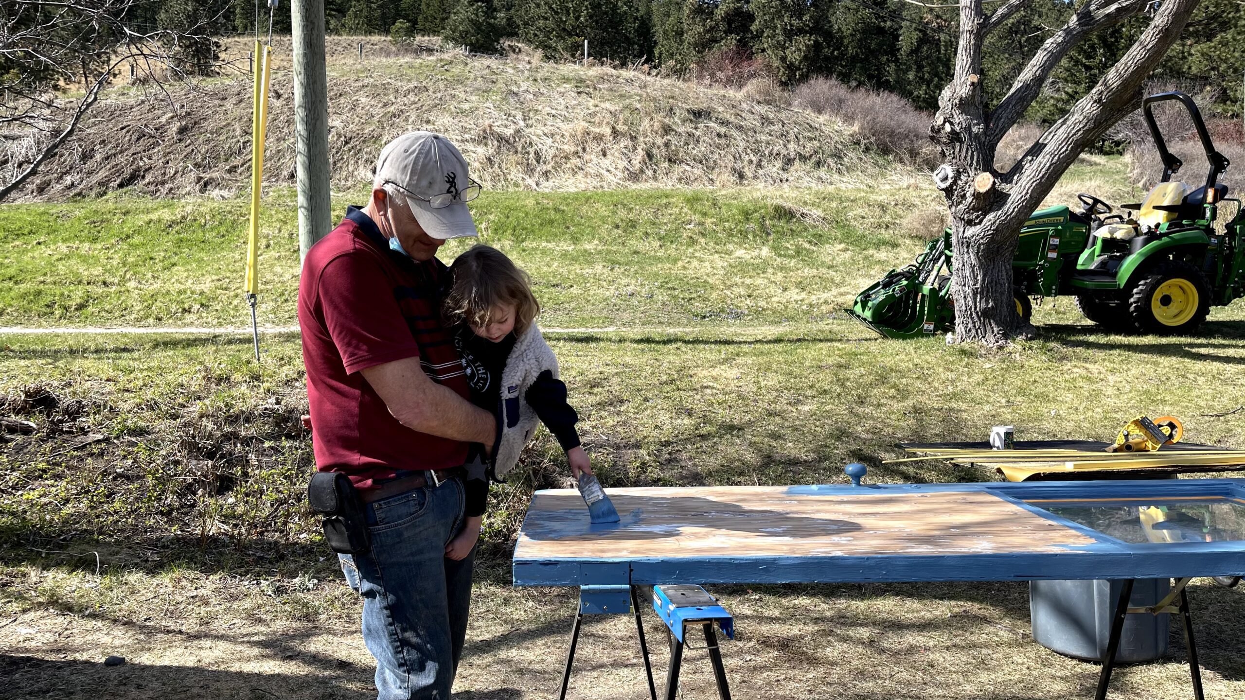 Jillian Harris' Dad and Annie working on some farmhouse updates