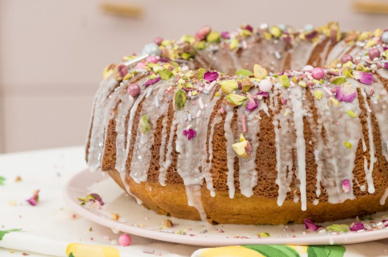 Pistachio Rose Bundt Cake With a Cardamom Glaze!