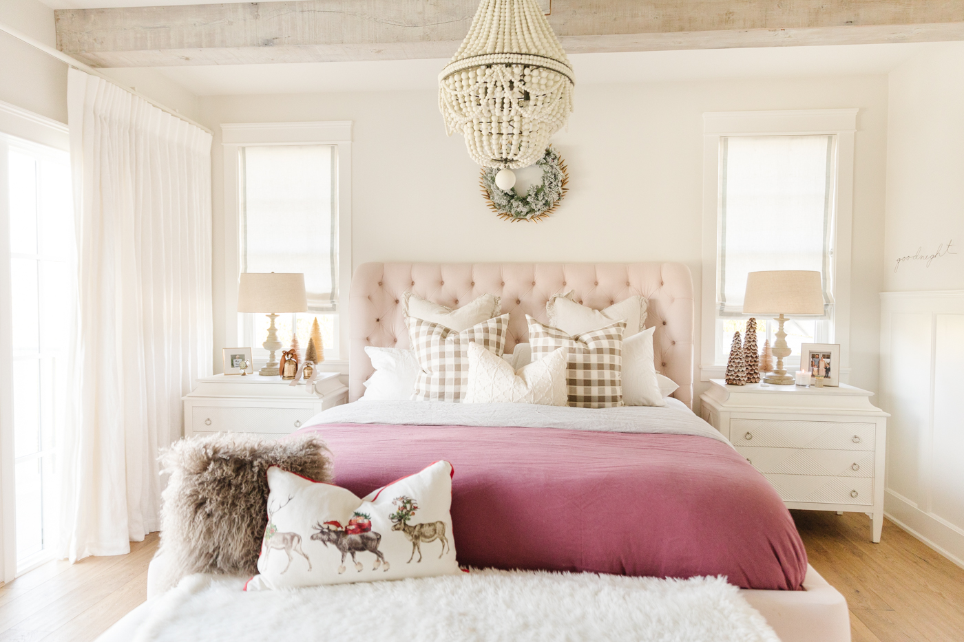 Jillian and Justin's Bedroom. Berry coloured duvet cover