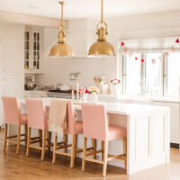 Jillian Harris' kitchen, decorated for Valentine's day