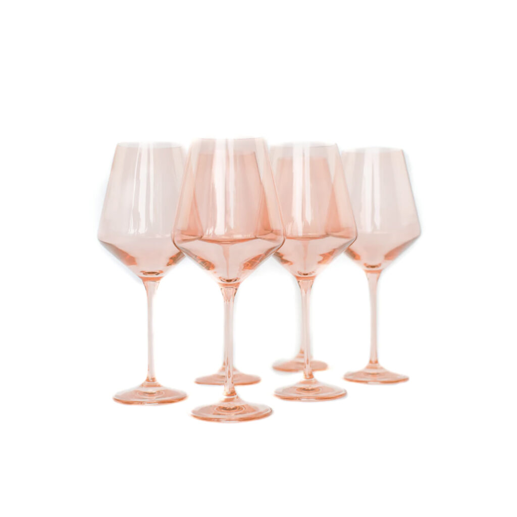 Estelle Colored Glasses, wine glasses in a pinky peach colour. Black and Women-Owned Brand.