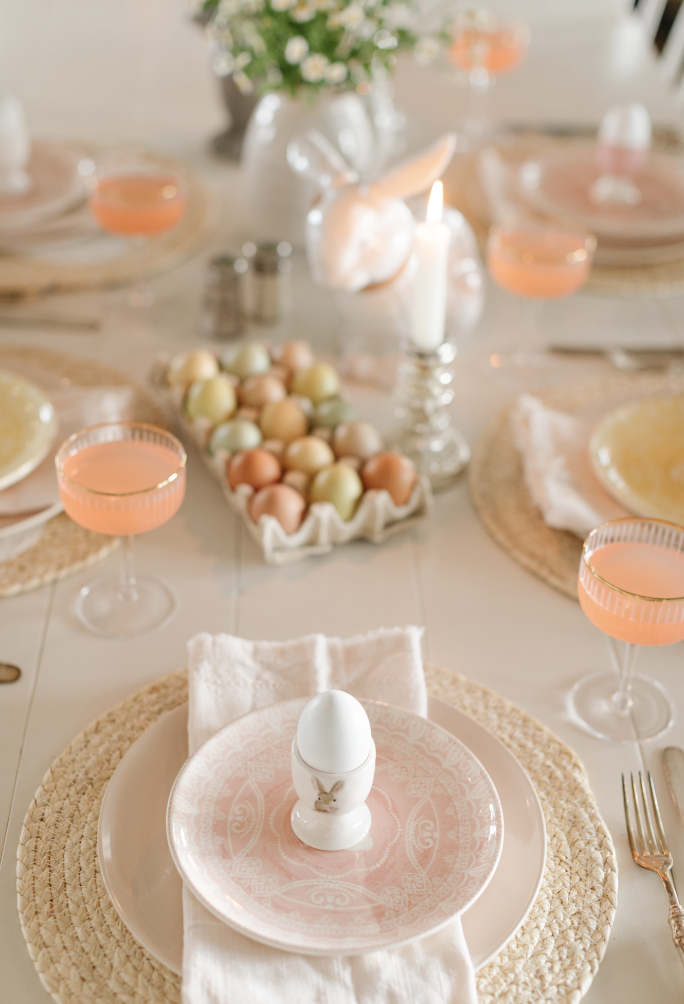 Easter tablescape and close up of place setting