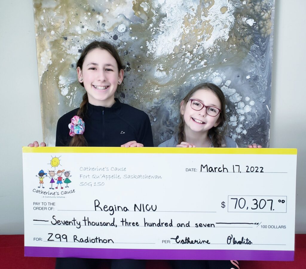 Catherine's Cause donation of $70,307 to the Regina NICU