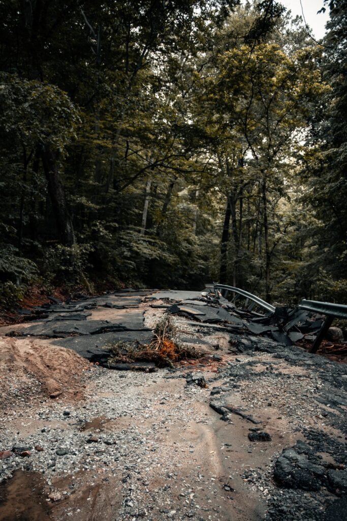 Road that has been washed out