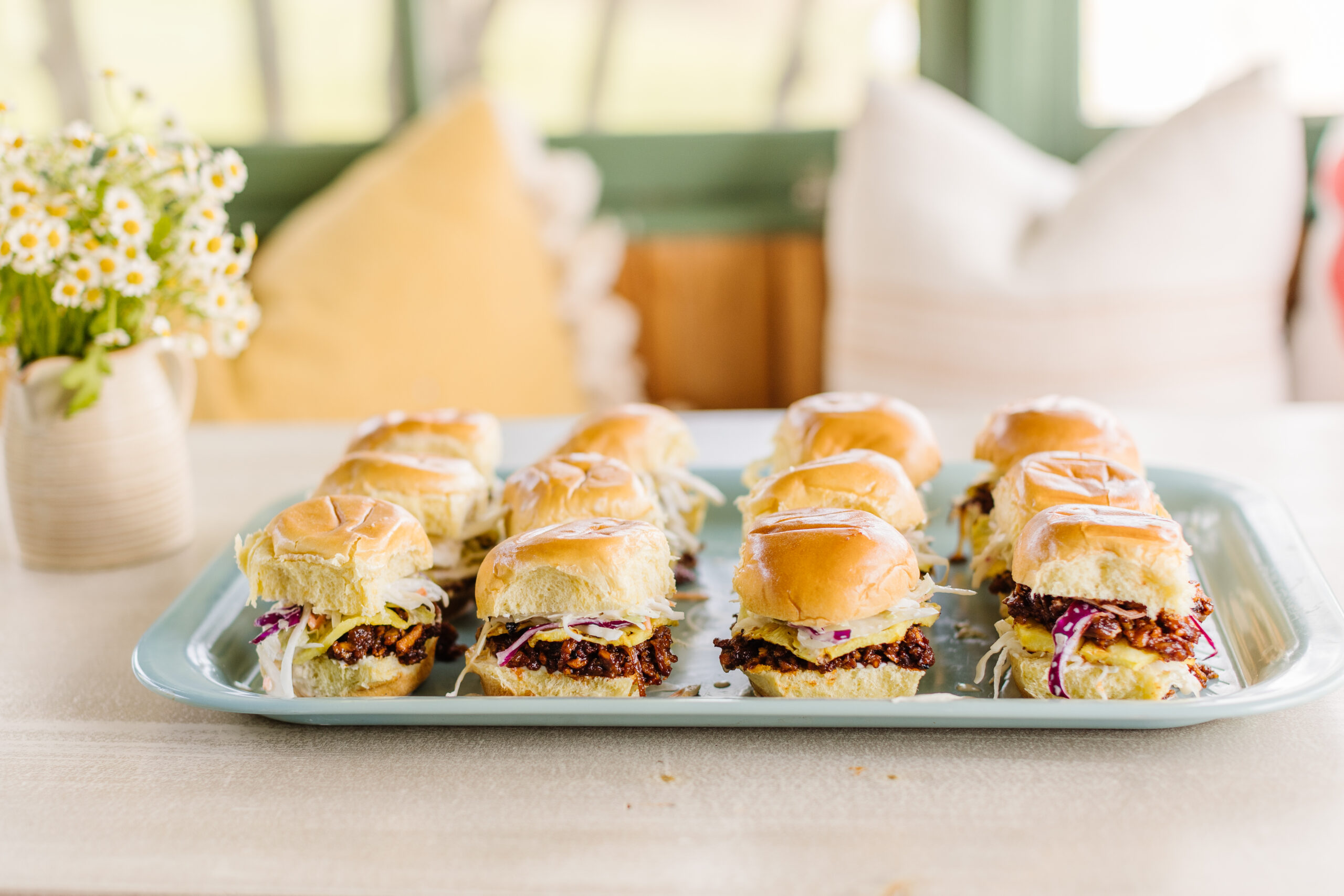 Vegan BBQ Shredded Tofu Sliders With Grilled Pineapple!