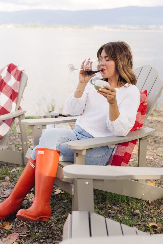 Jillian Harris with the LSTN Sound Co Wanderlust Travel Speaker from The Fall 2022 Jilly Box