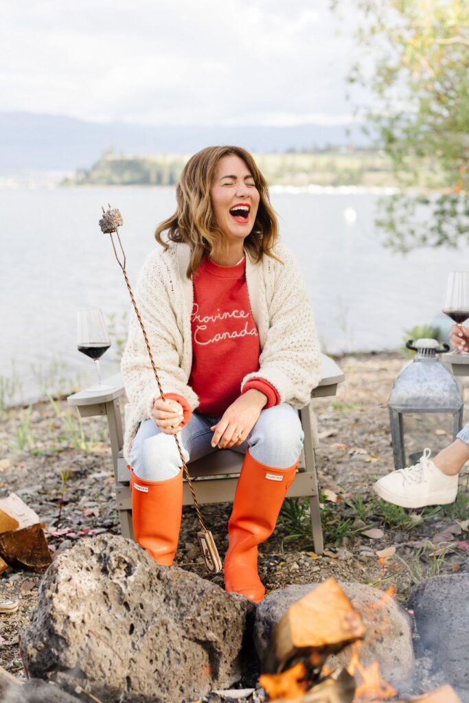 Jillian Harris wearing the Hand Script Sweatshirt from Province of Canada offered as a The Fall 2022 Jilly Box Add-On