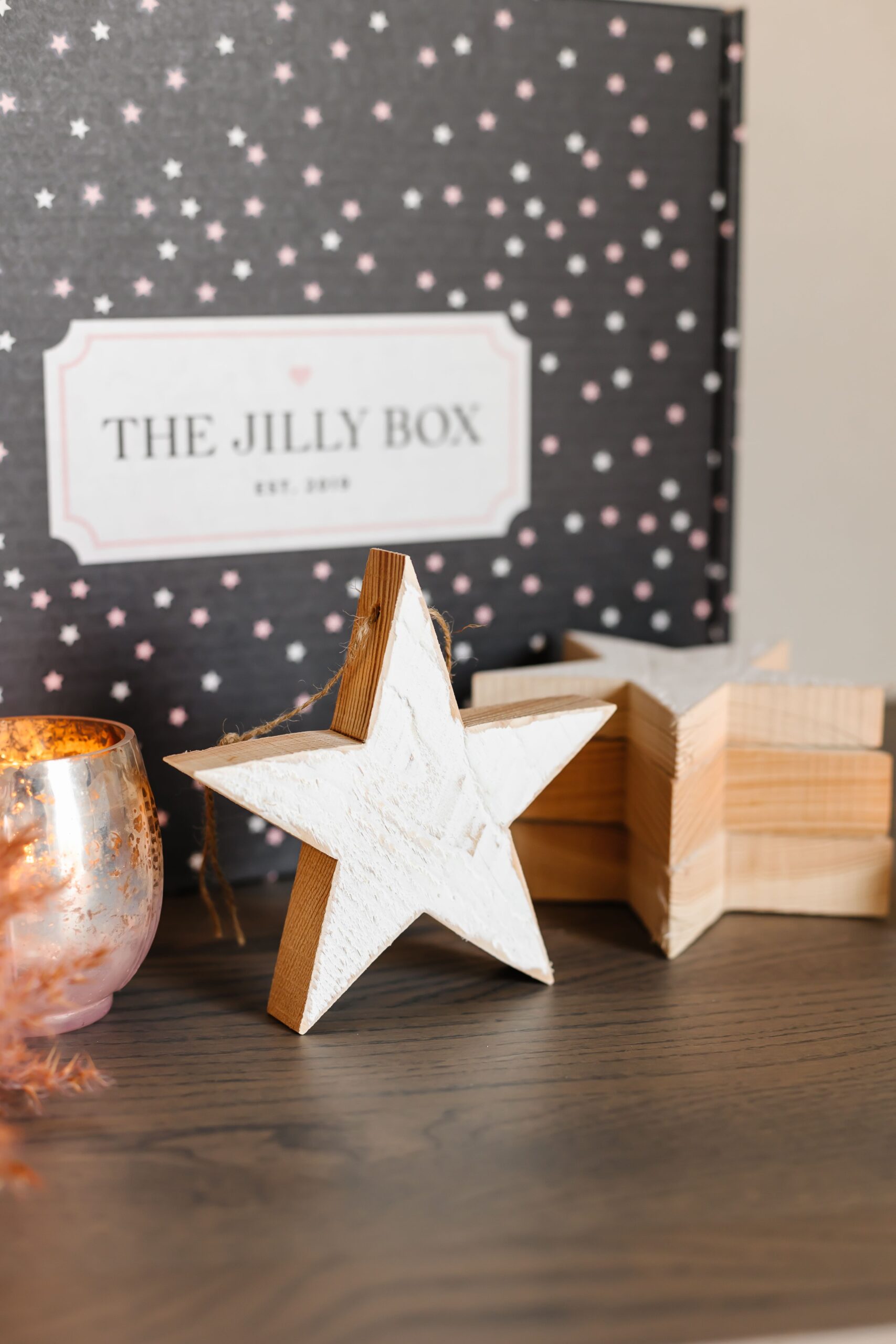 Crawford Creek Design White Rustic Holiday Stars included as an add-on option for The Winter 2022 Jilly Box