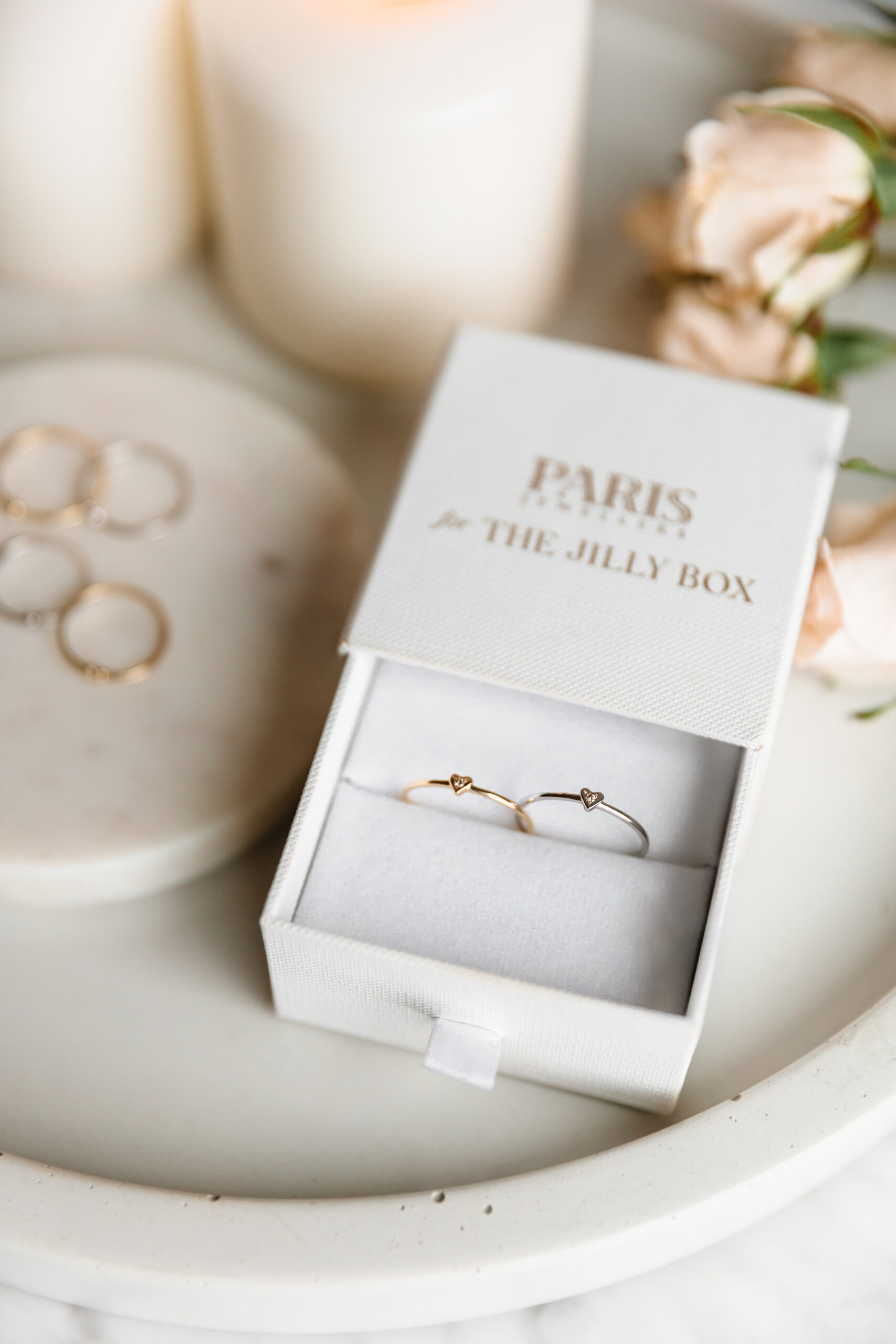 Paris Jewellers Jillian's Mini-Heart Diamond Ring in Yellow Gold or White Gold for the Winter 2022 Jilly Box reveal