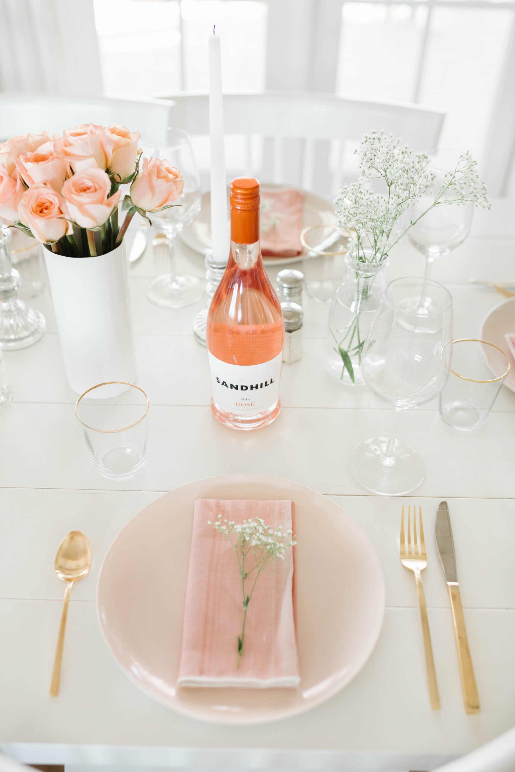 Sandhill rose wine on the kitchen table of Jillian Harris for Jillian's Holiday Gift Guide