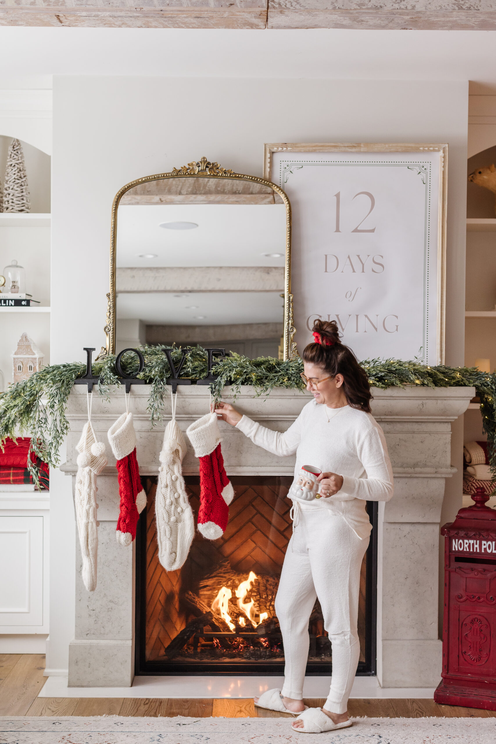 Day 6 Knix giveaway for Jillian Harris's 12 Days of Giving Campaign Jillian in the living room