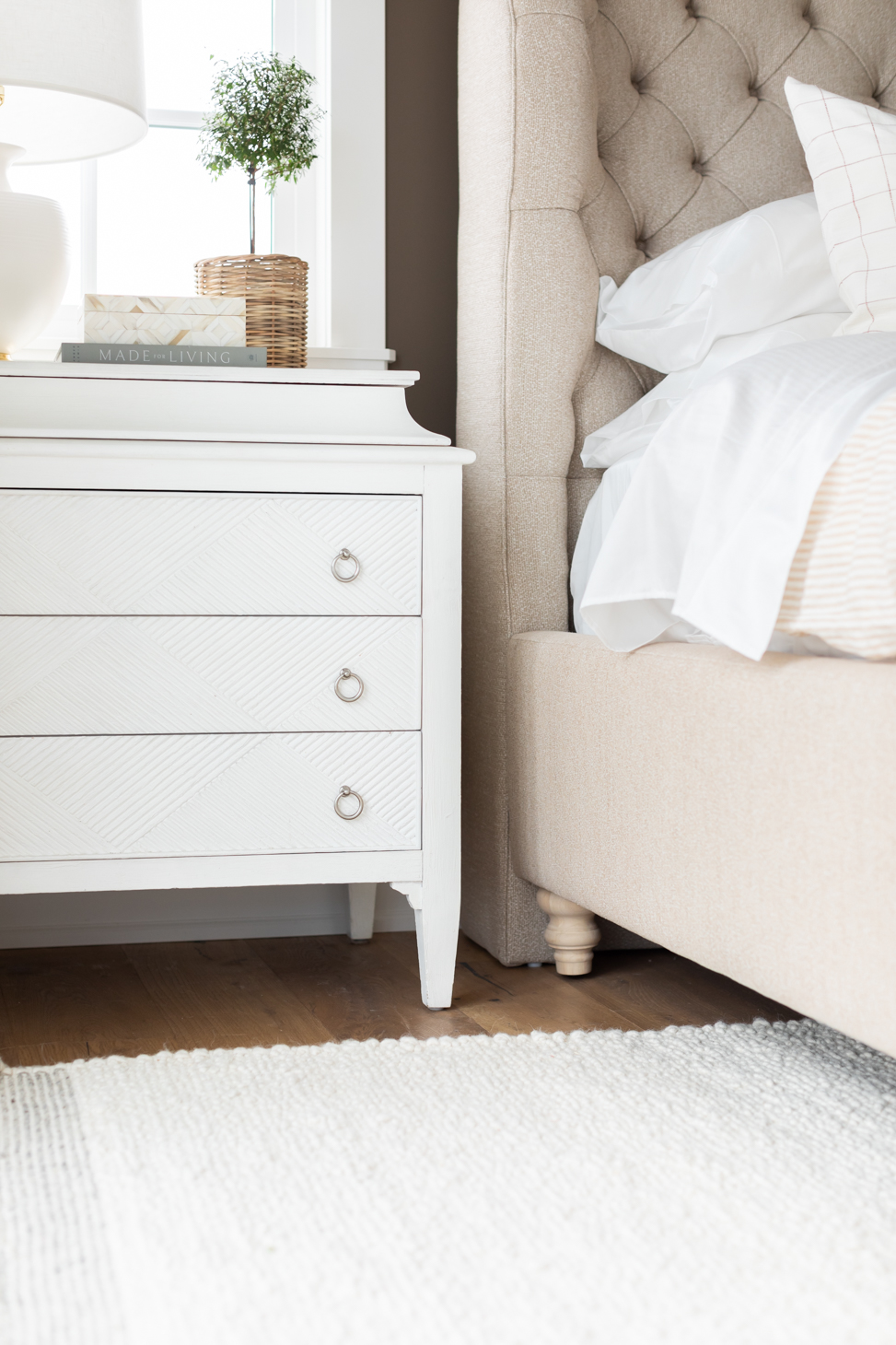 Rug for Jillian Harris's brown bedroom transformation with The Cross