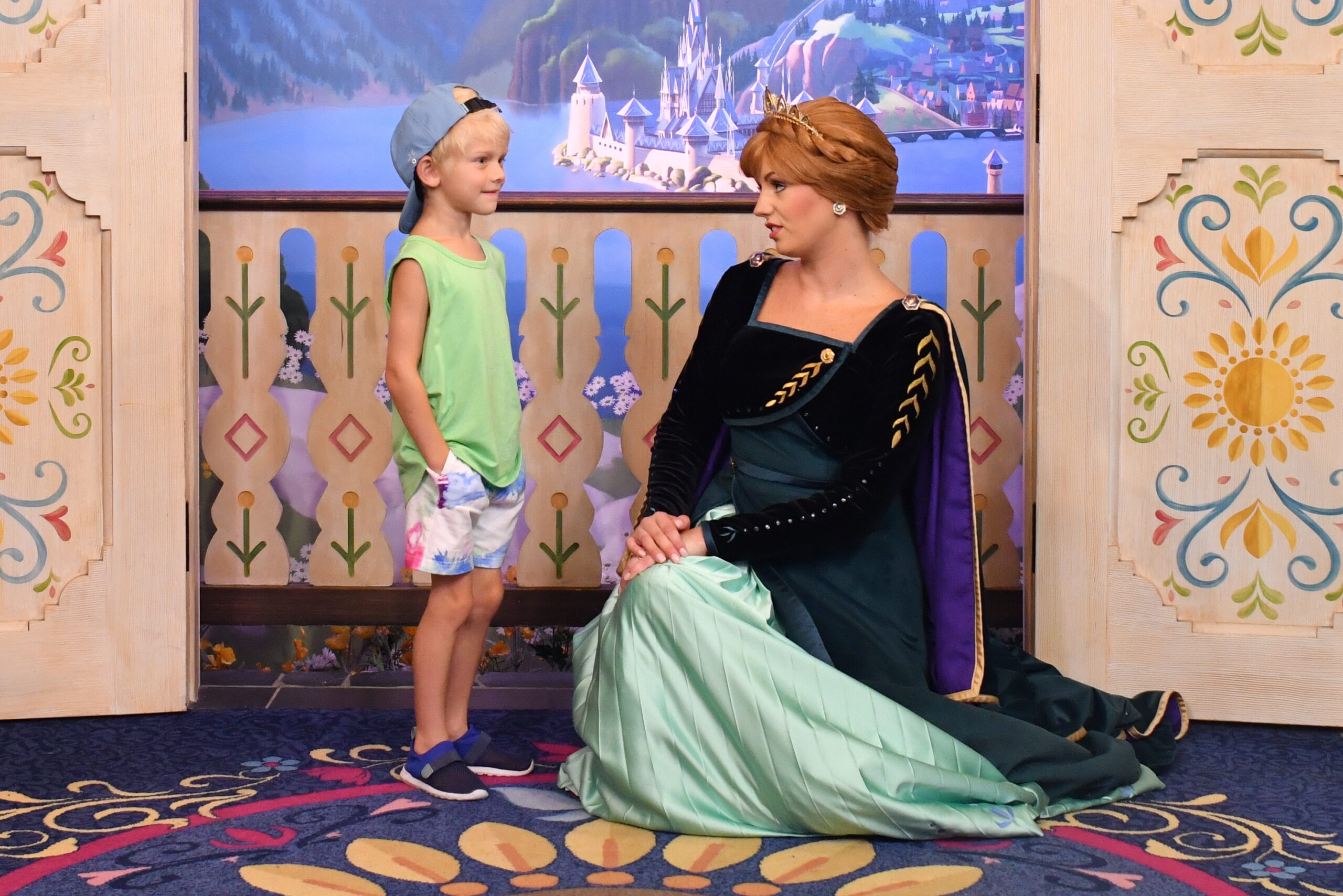 Leo talking to a Disney Princess at Walt Disney World in Florida