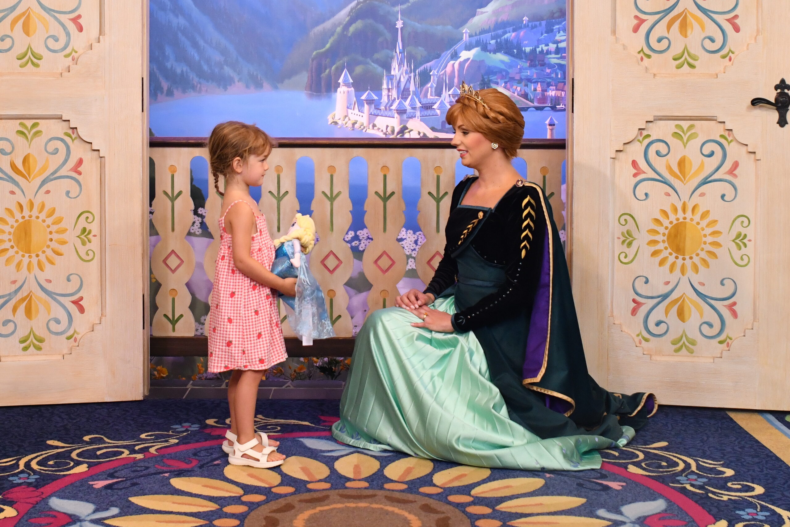 Annie talking to a Disney Princess