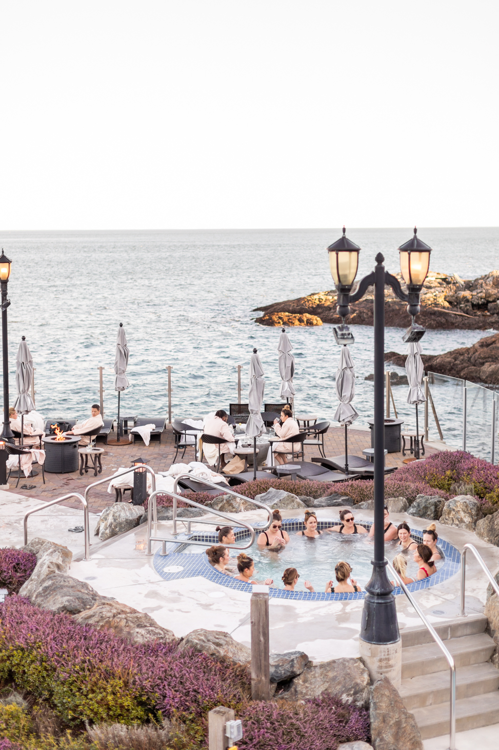 Jillian Harris and Team Jilly in the mineral pools at The Oak Bay Beach Hotel 