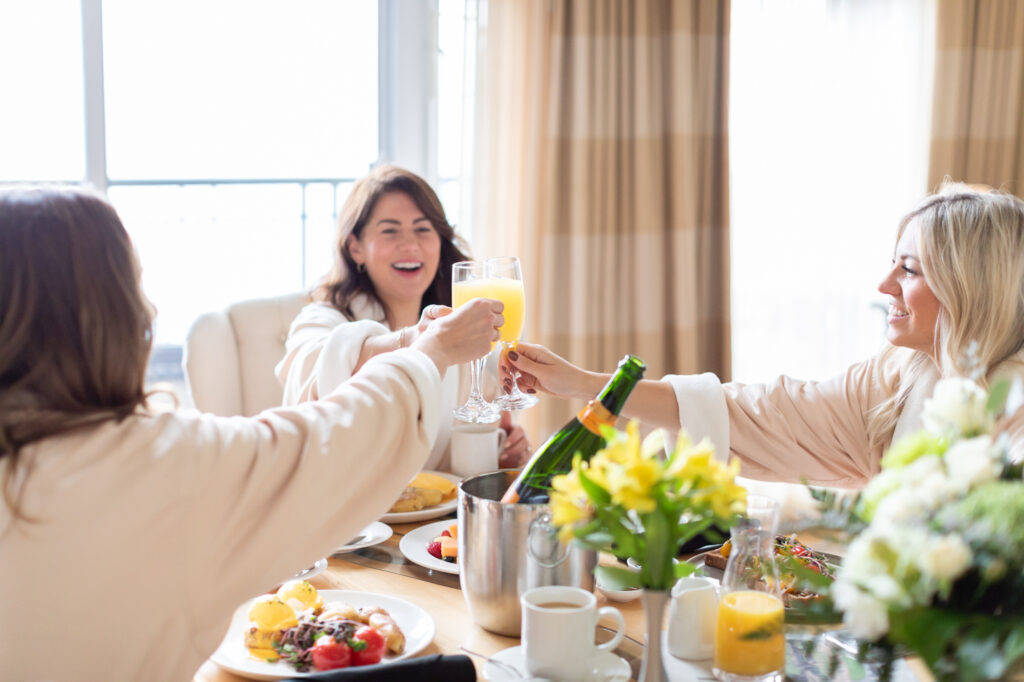 Jillian Harris eating breakfast at The Oak Bay Beach Hotel