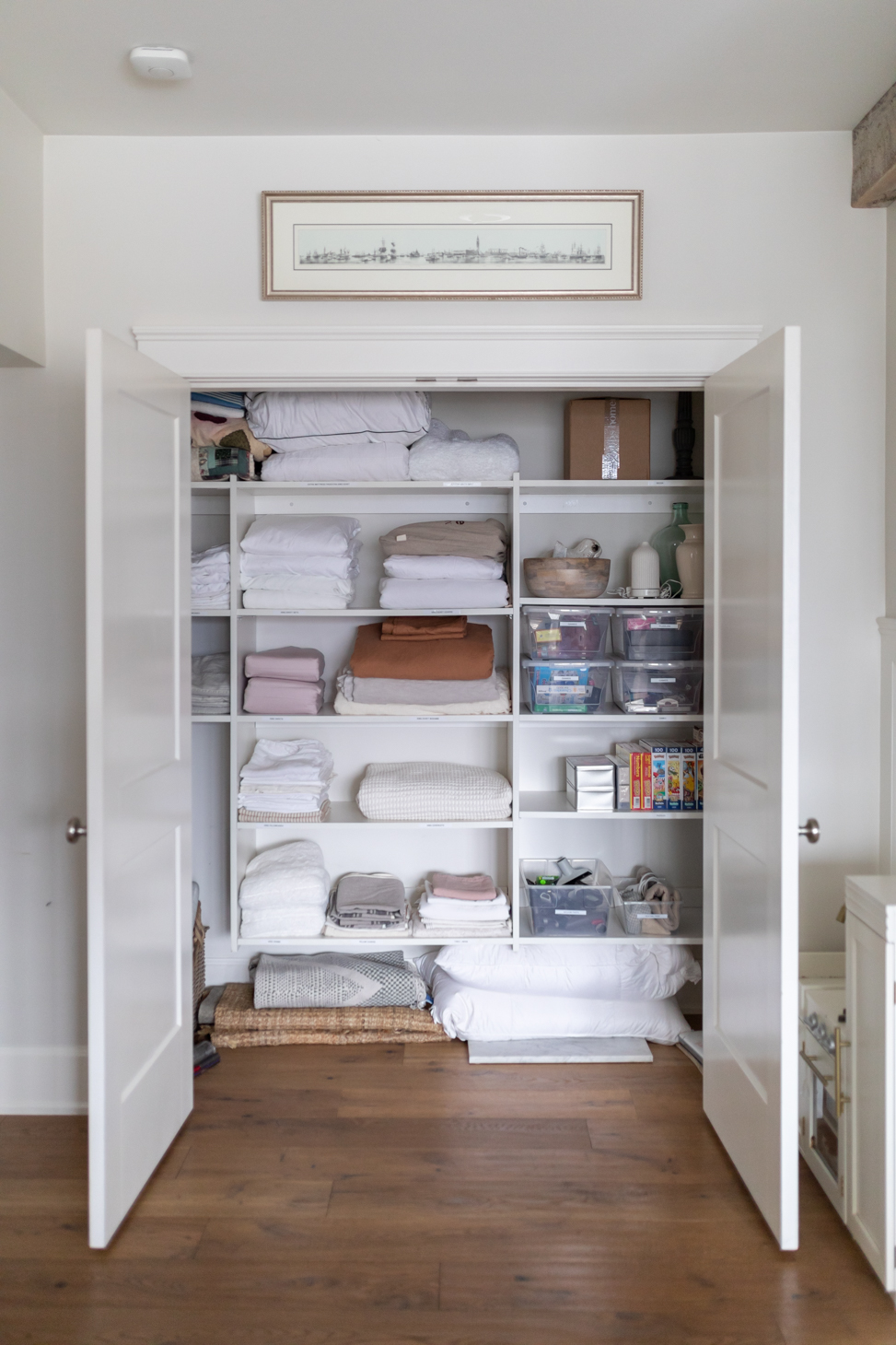 Jillian Harris's linen closet transformation with Megan from Go Simplified