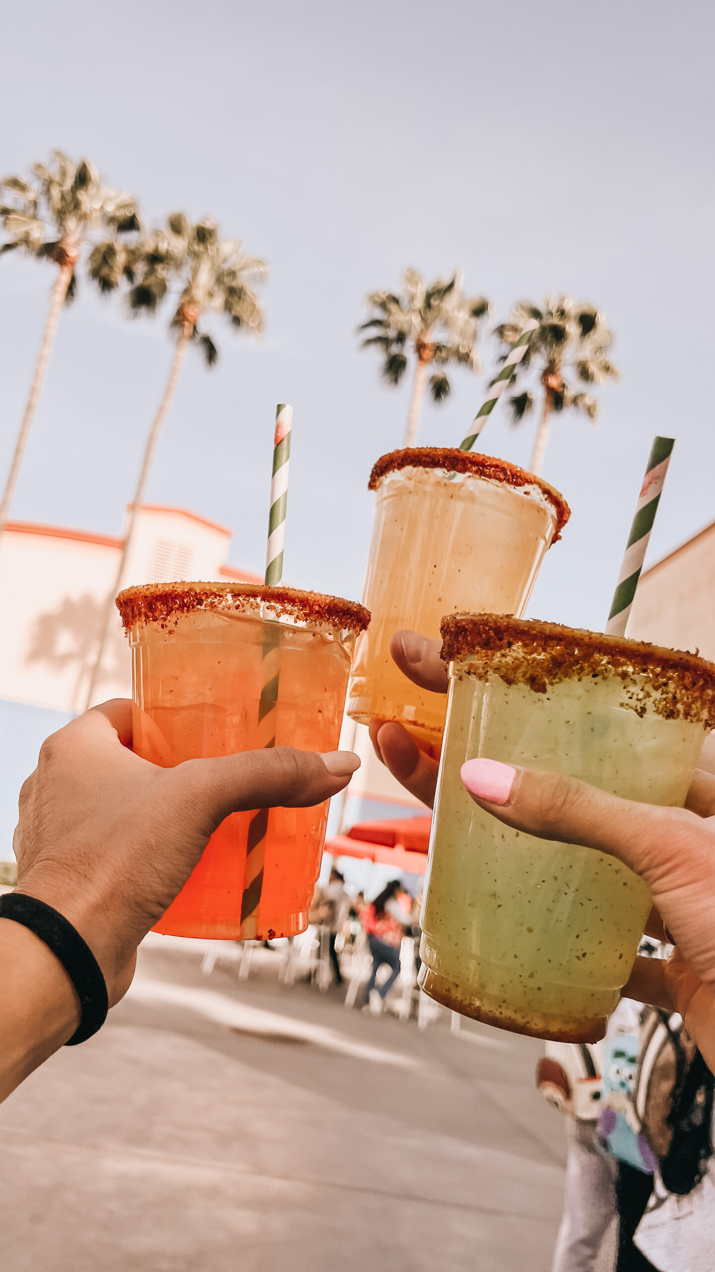 Jillian Harris and Shay Merritt enjoying drinks at Disneyland