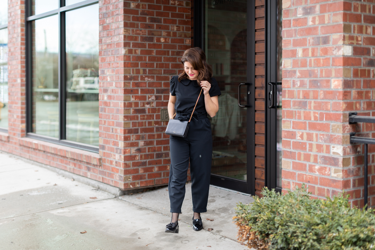 Elevated Classics Collection Launch Jillian Harris wearing the Perfect Trouser in Midnight Black