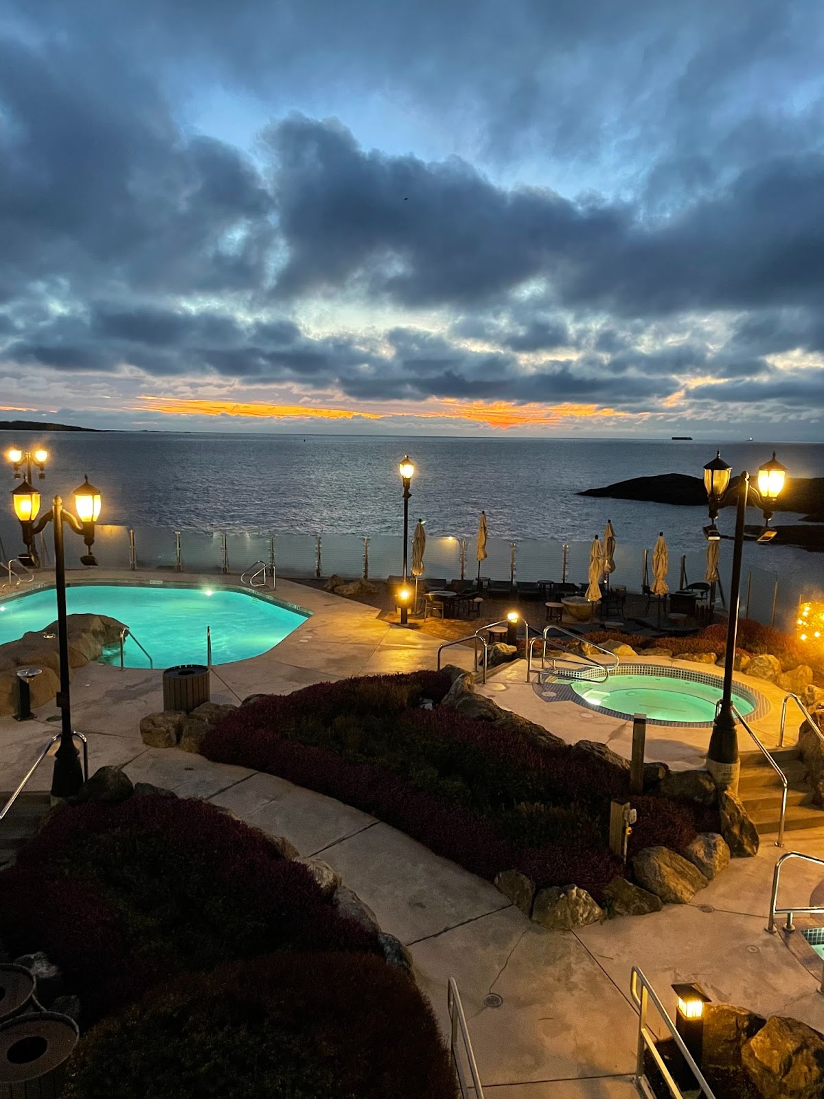 The mineral pools at The Oak Bay Beach Hotel photographed by Team Jilly