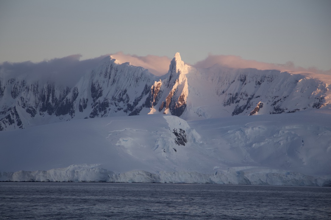 Jillian Harris blog feature sunset over glacier in Antarctica