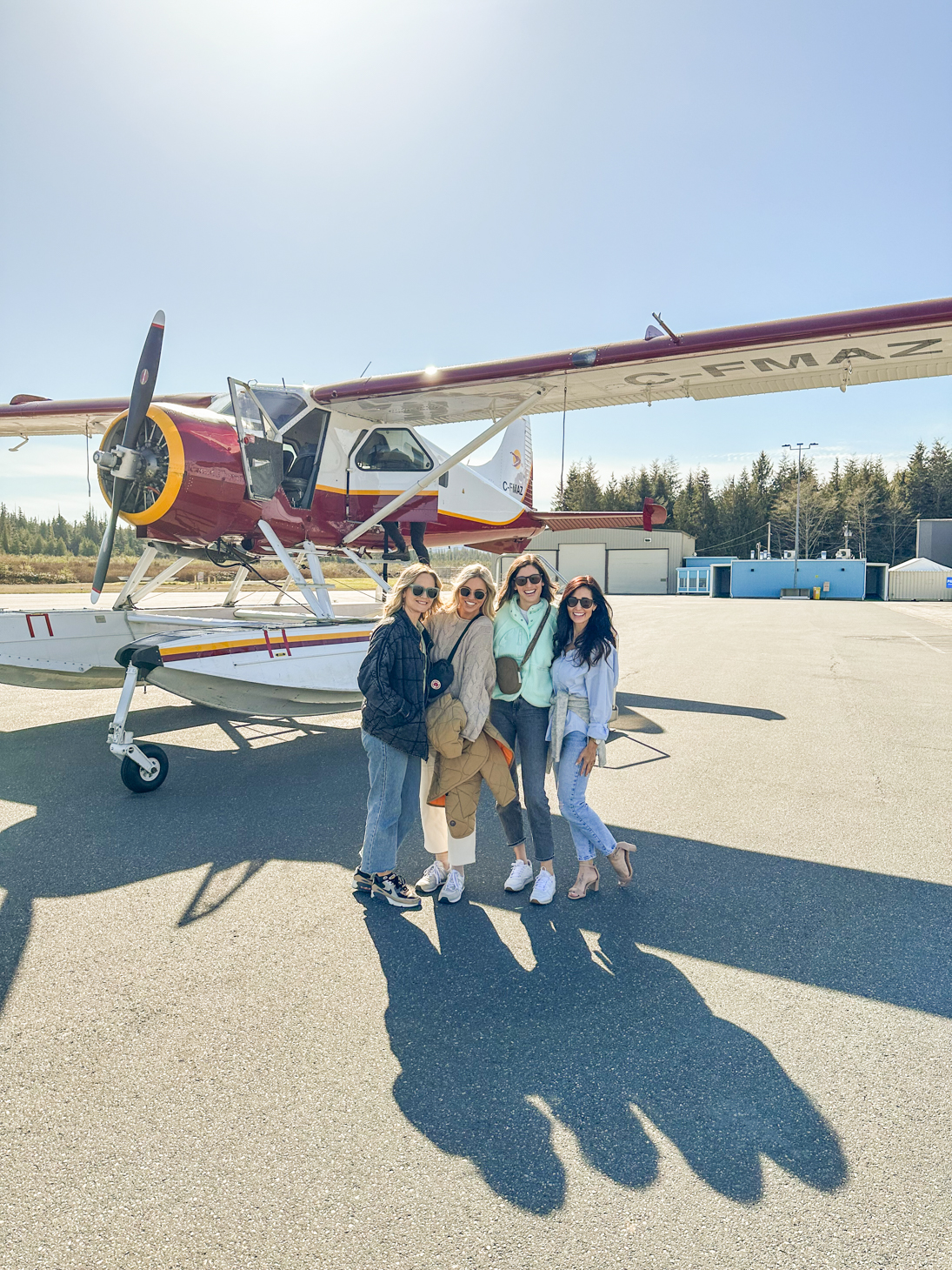 Team Jilly on the float plane to Nimmo Bay retreat