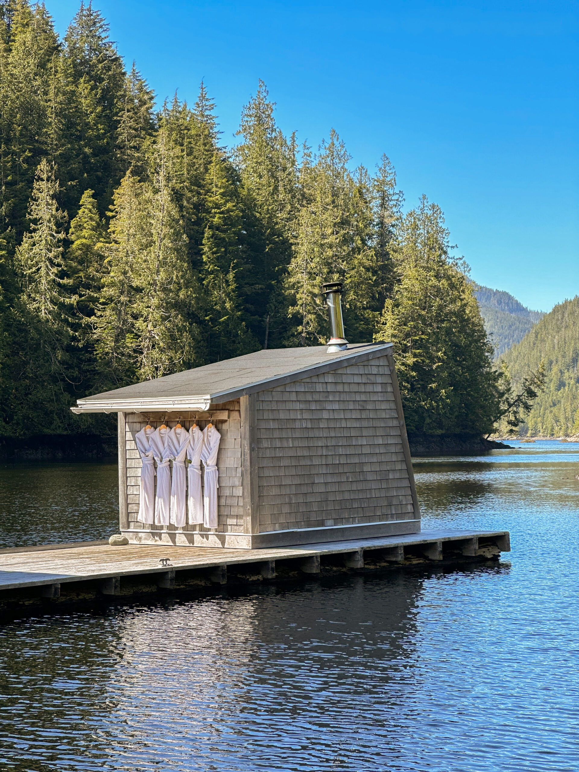 Floating sauna at Nimmo Bay